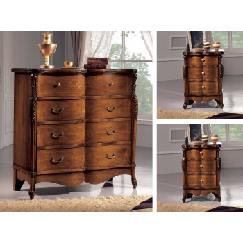 Gruppo notte amalfi con comò intarsiato e dettagli curati