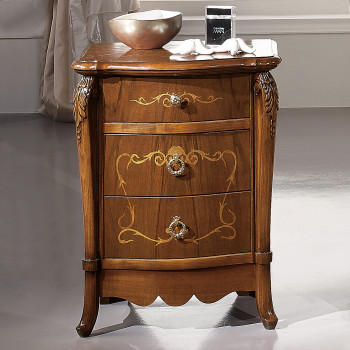 Comodino Pesaro piano in legno con intarsi in acero