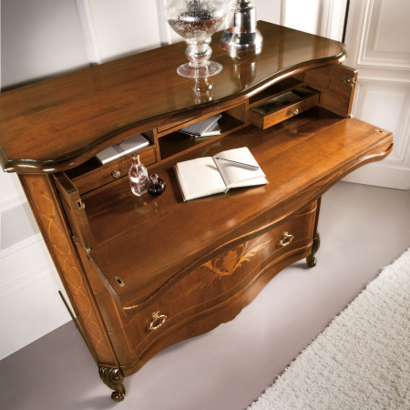 Comò Firenze piano in legno con ribalta aperta