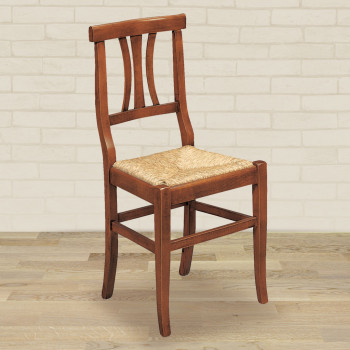 Sedia 3 stecche con fondino in paglia, dettaglio del legno