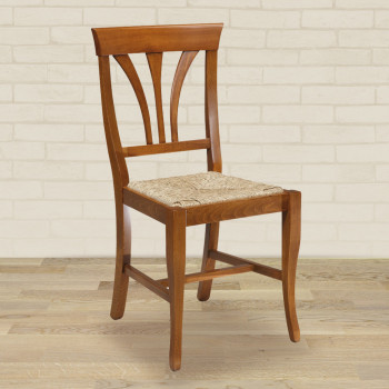 Sedia stecche sagomate fondino in paglia con traverse