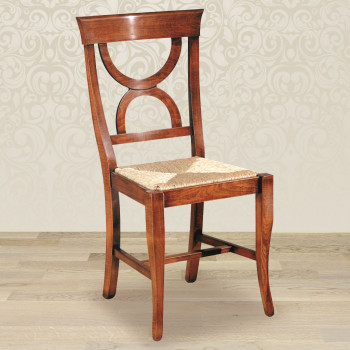 Sedia clessidra fondino in paglia con struttura in legno