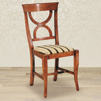 Sedia clessidra con fondino in stoffa, dettaglio schienale