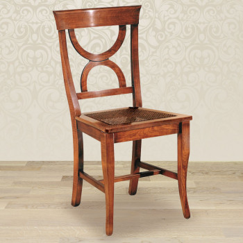 Sedia clessidra fondino in paglia di vienna con dettagli legno