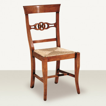 Sedia nodo con fondino in paglia, dettaglio schienale