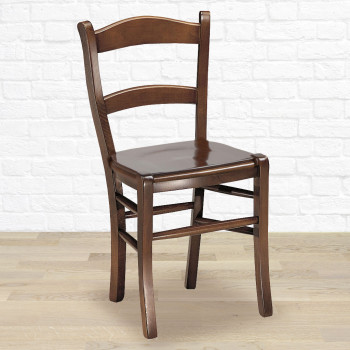 Sedia campagnola in legno, faggio con traverse e sedile