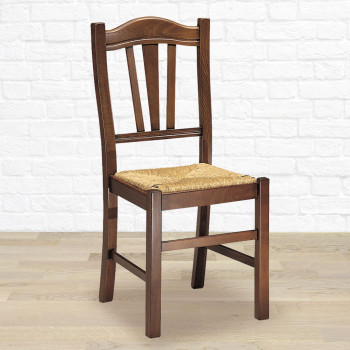 Sedia classica con fondino in paglia, legno massello