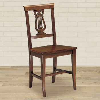 Sedia con fondino in legno motivo ad arpa