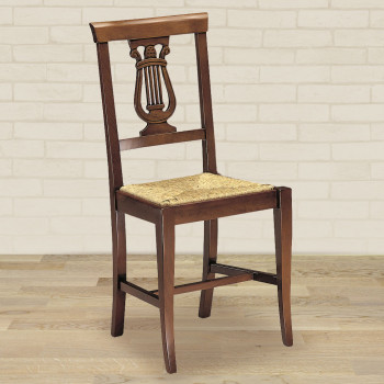 Sedia arpa con fondino in paglia, dettaglio schienale