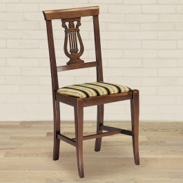 Sedia arpa con sedile in paglia rustica dettaglio legno