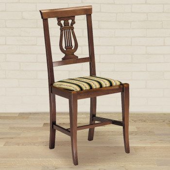 Sedia arpa in legno di faggio con tessuto decorato