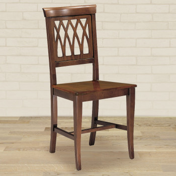 Sedia archi con fondino in legno, motivo a rombi sullo schienale