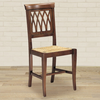 Sedia archi con fondino in paglia e schienale traforato