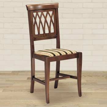 Sedia archi con fondino in stoffa, schienale traforato