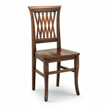 Sedia intreccio con fondino legno, schienale traforato