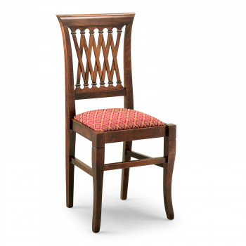 Sedia intreccio con fondino in stoffa, dettaglio schienale a rombi