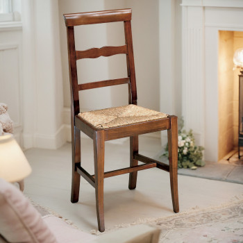 Sedia 2 stecche con fondino in paglia e legno scuro