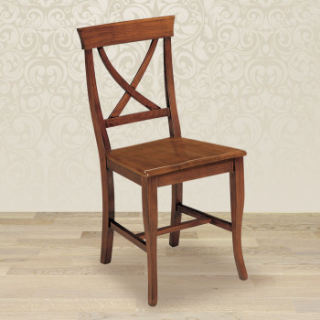 Sedia croce con fondino in legno, dettaglio del sedile