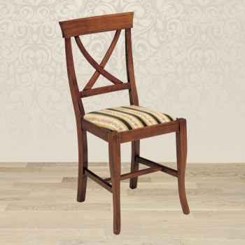 Sedia croce con fondino in stoffa, dettaglio crocera