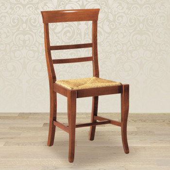 Sedia leggera con fondino in paglia, schienale avvolgente