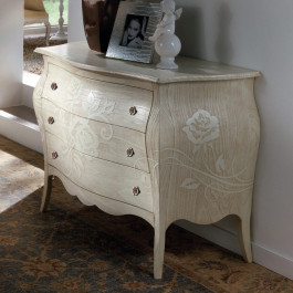 Comò Urbino con decorazione floreale sabbiata