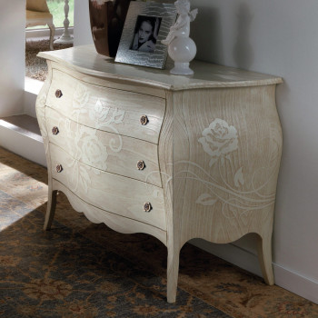 Comò Urbino con decorazione floreale sabbiata