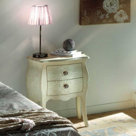 Comodino Urbino bombato con disegno floreale