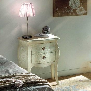 Comodino Urbino bombato con disegno floreale