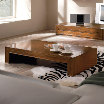 Tavolino rettangolare basso in legno di noce