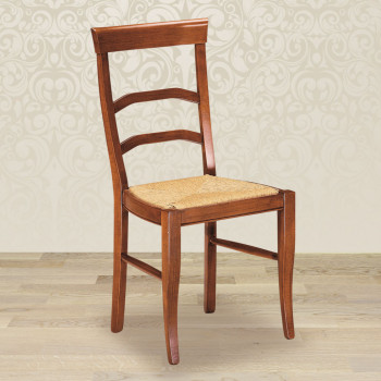 Sedia arco con fondino in paglia, schienale arcuato