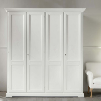 Armadio 4 ante pannello liscio con bambola decorativa