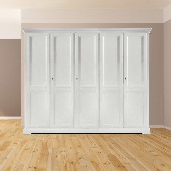 Armadio 5 ante pannello liscio altezza 220 bianco