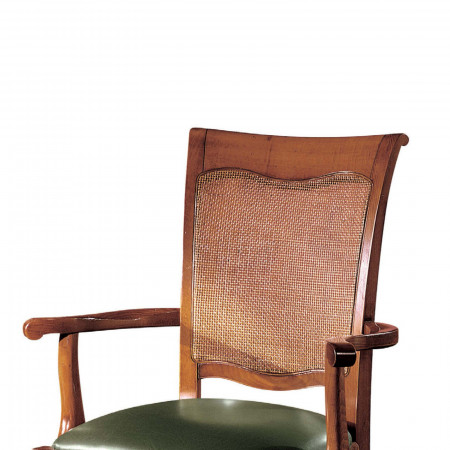 Poltroncina paglia di Vienna ecopelle, dettaglio schienale