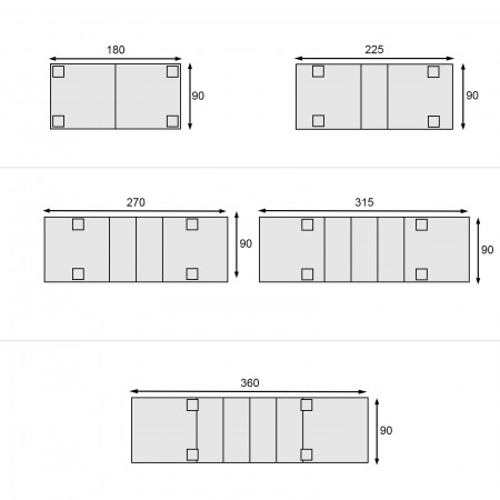 Tavolo rettangolare allungabile 180/360x90