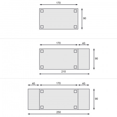 Tavolo rettangolare allungabile 170/250 x 90