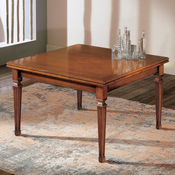Tavolo quadrato allungabile 128x128 intarsio delux