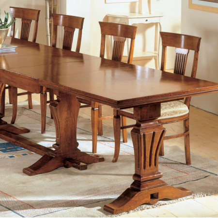 Tavolo intarsio spina pesce 180x90, dettaglio gambone