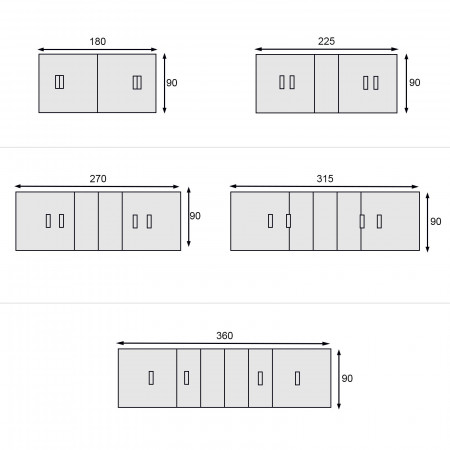 Tavolo 180/360x90 con intarsio ad arco