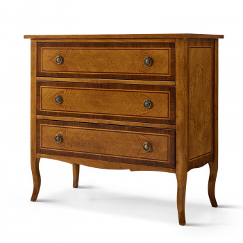 Comoncino 3 cassetti con intarsio a spina di pesce in legno