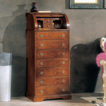 Bureau rullo 7 cassetti, dettagli in legno ciliegio
