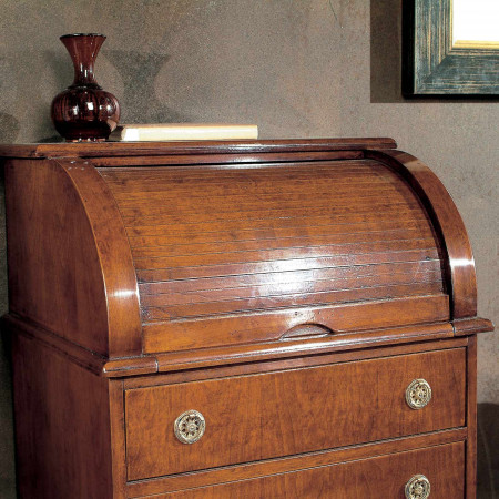 Bureau rullo 7 cassetti in legno di ciliegio dettaglio