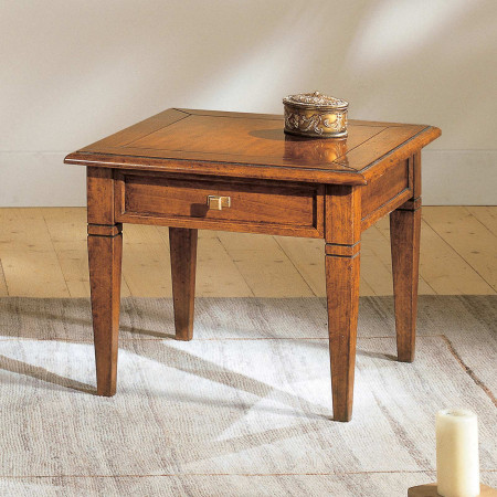 Tavolino da salotto piano in legno con cassetto