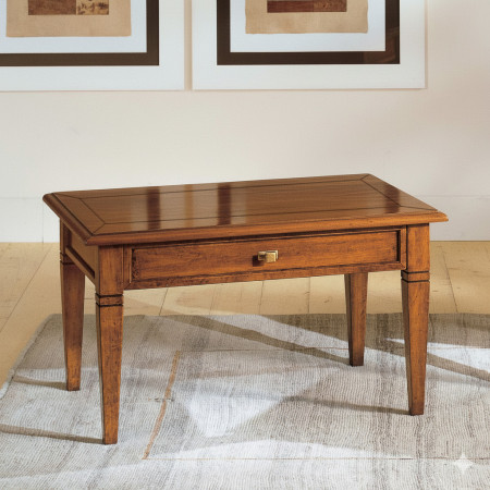 Tavolino da salotto piano legno e cassetto