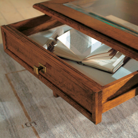 Tavolino da salotto piano legno e cassetto
