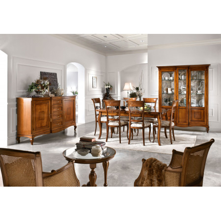 Credenza 2 porte 4 cassetti con intarsio iris in sala da pranzo