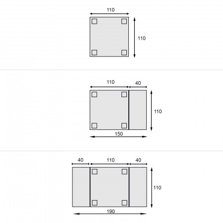 Tavolo quadrato con intarsio iris 110/190x110