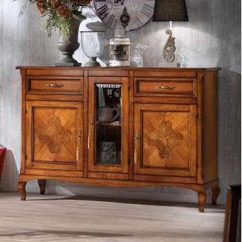 Credenza 3 porte con intarsio Venezia, dettaglio intarsio