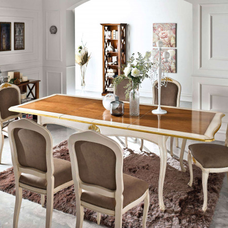 Tavolo allungabile 160x100, piano sagomato legno