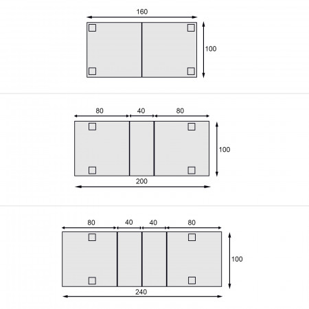 Schemi del tavolo allungabile da 160x100 a 240x100