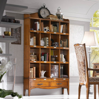 Libreria direttorio con 2 cassetti in legno di toulipier